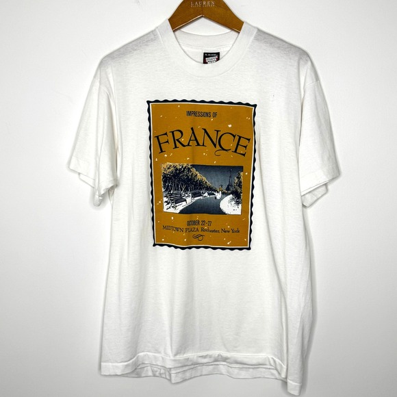Vintage Tops - Vintage Impressions of France Midtown Plaza Rochester, NY t shirt XL